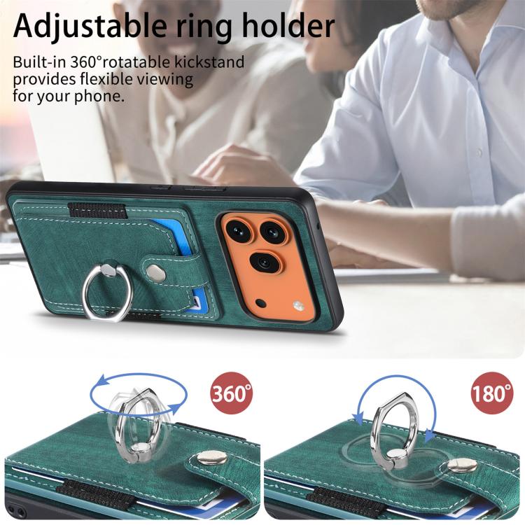 For Honor 600 Global Retro Skin-feel Ring Card Wallet Phone Case
