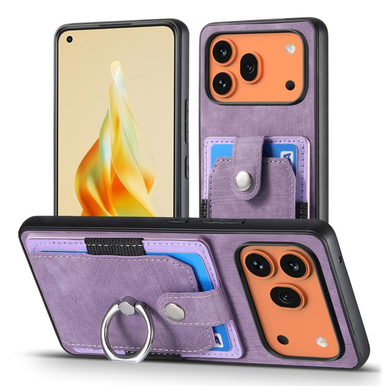 For Honor 600 Global Retro Skin-feel Ring Card Wallet Phone Case