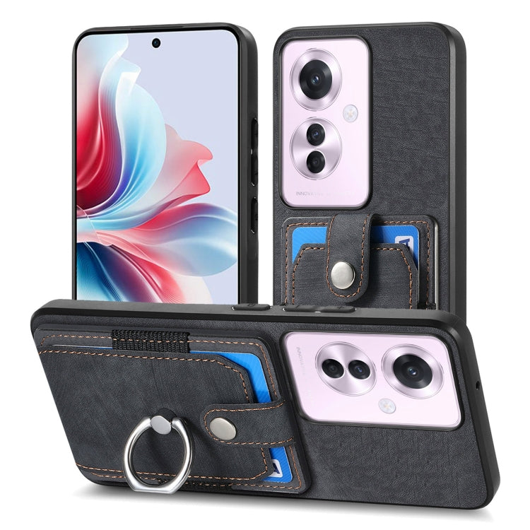 For OPPO Reno11 F 5G Retro Skin-feel Ring Card Wallet Phone Case