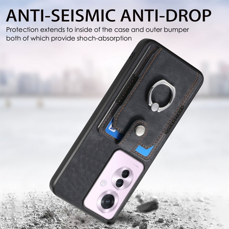 For OPPO Reno11 F 5G Retro Skin-feel Ring Card Wallet Phone Case