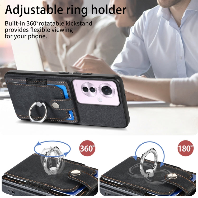 For OPPO Reno11 F 5G Retro Skin-feel Ring Card Wallet Phone Case