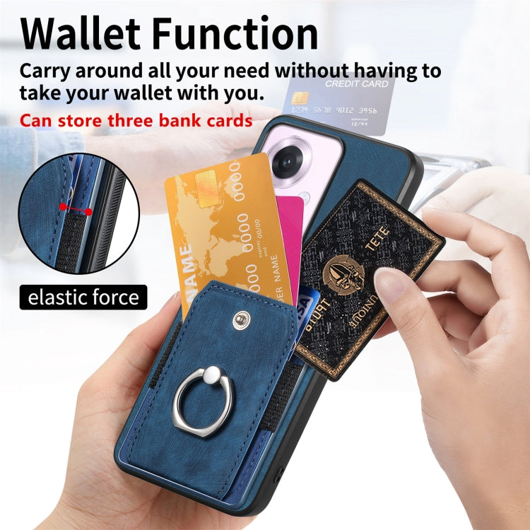 For OPPO Reno11 F 5G Retro Skin-feel Ring Card Wallet Phone Case