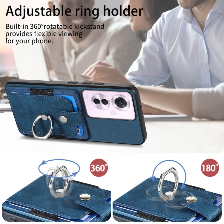 For OPPO Reno11 F 5G Retro Skin-feel Ring Card Wallet Phone Case