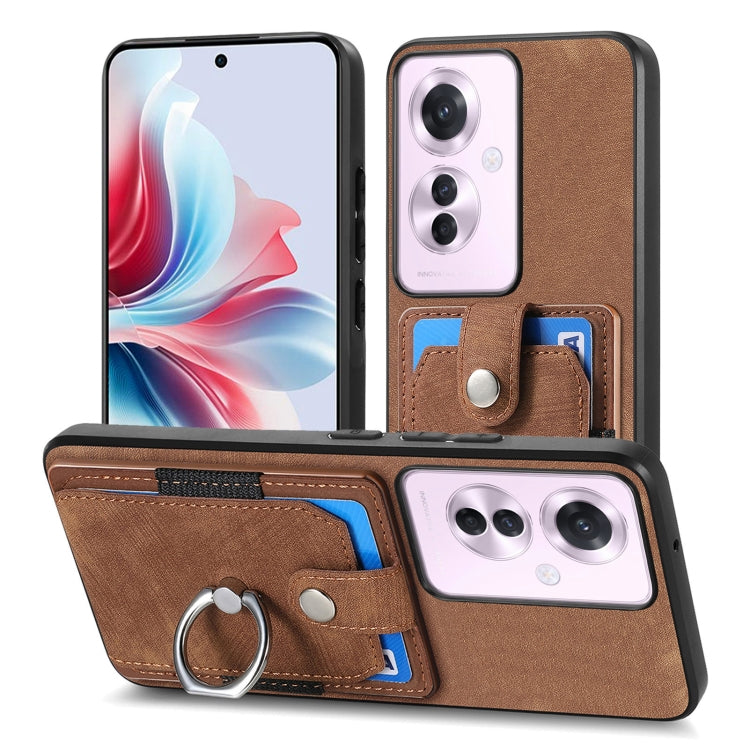 For OPPO Reno11 F 5G Retro Skin-feel Ring Card Wallet Phone Case