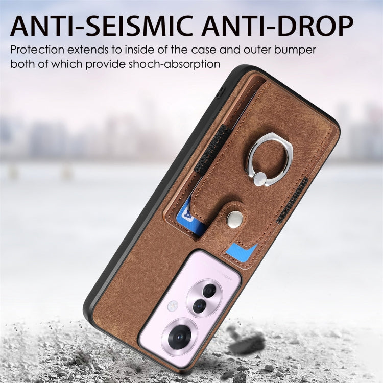 For OPPO Reno11 F 5G Retro Skin-feel Ring Card Wallet Phone Case