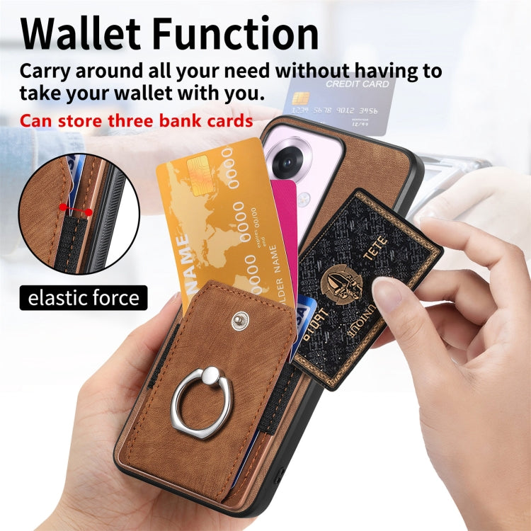 For OPPO Reno11 F 5G Retro Skin-feel Ring Card Wallet Phone Case
