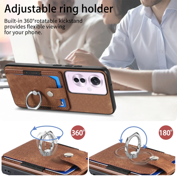 For OPPO Reno11 F 5G Retro Skin-feel Ring Card Wallet Phone Case