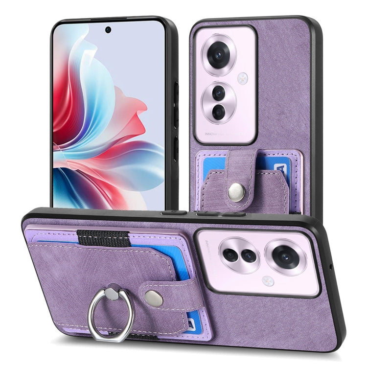 For OPPO Reno11 F 5G Retro Skin-feel Ring Card Wallet Phone Case