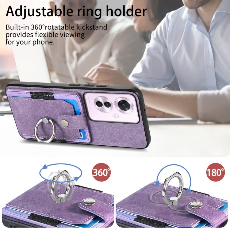 For OPPO Reno11 F 5G Retro Skin-feel Ring Card Wallet Phone Case