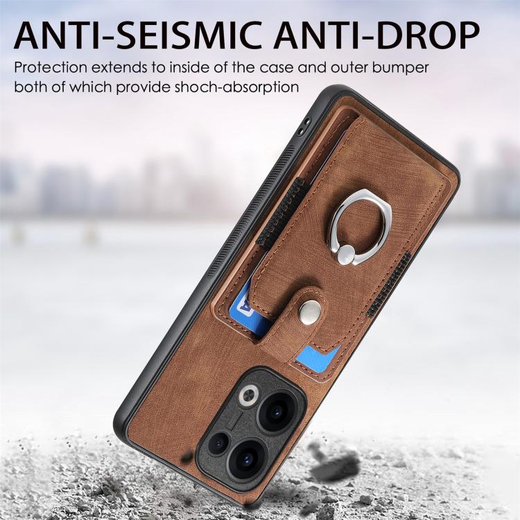For OPPO Reno13 Retro Skin-feel Ring Card Wallet Phone Case