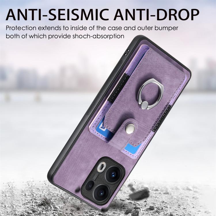 For OPPO Reno13 Pro Retro Skin-feel Ring Card Wallet Phone Case
