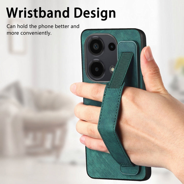 For Xiaomi Redmi Note 13 Pro 4G Retro Wristband Holder Leather Back Phone Case