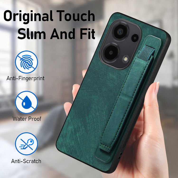 For Xiaomi Redmi Note 13 Pro 4G Retro Wristband Holder Leather Back Phone Case