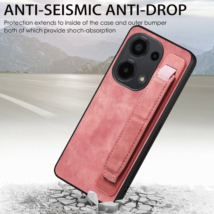 For Xiaomi Redmi Note 13 Pro 4G Retro Wristband Holder Leather Back Phone Case