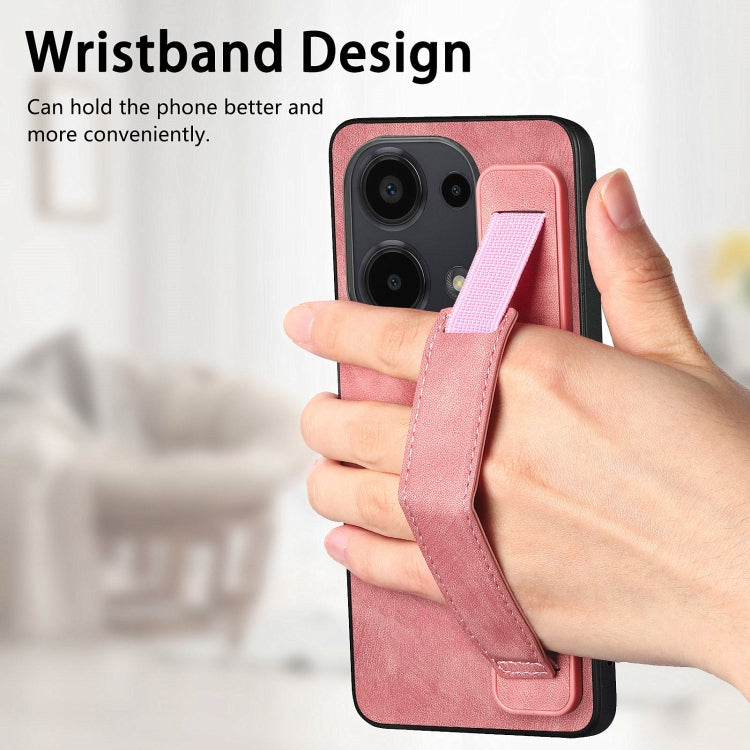 For Xiaomi Redmi Note 13 Pro 4G Retro Wristband Holder Leather Back Phone Case