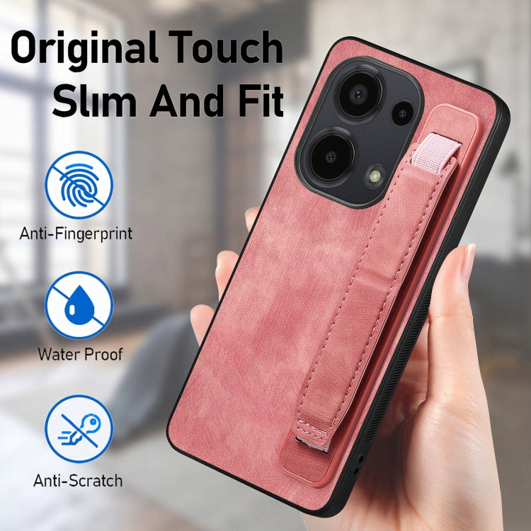 For Xiaomi Redmi Note 13 Pro 4G Retro Wristband Holder Leather Back Phone Case