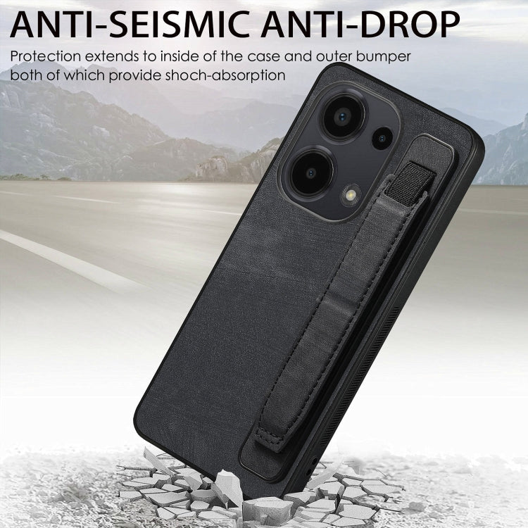 For Xiaomi Redmi Note 13 Pro 4G Retro Wristband Holder Leather Back Phone Case