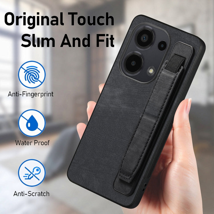 For Xiaomi Redmi Note 13 Pro 4G Retro Wristband Holder Leather Back Phone Case
