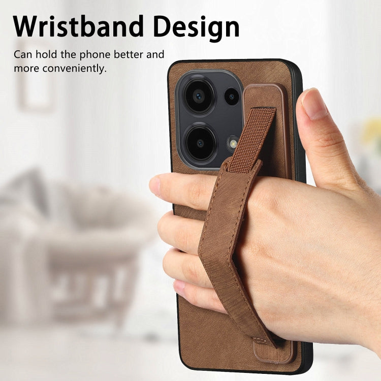 For Xiaomi Redmi Note 13 Pro 4G Retro Wristband Holder Leather Back Phone Case