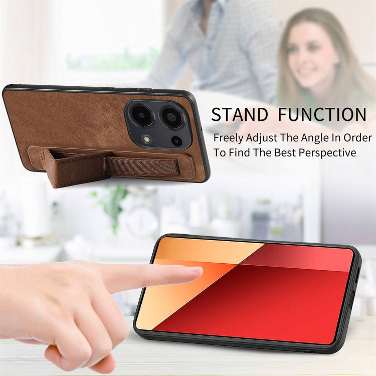 For Xiaomi Redmi Note 13 Pro 4G Retro Wristband Holder Leather Back Phone Case