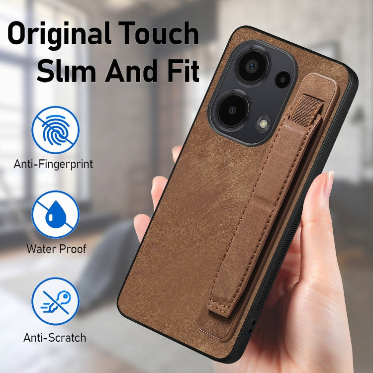 For Xiaomi Redmi Note 13 Pro 4G Retro Wristband Holder Leather Back Phone Case