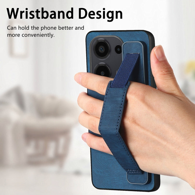 For Xiaomi Redmi Note 13 Pro 4G Retro Wristband Holder Leather Back Phone Case
