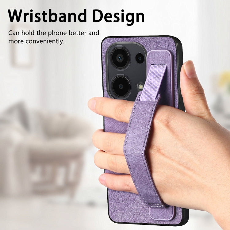 For Xiaomi Redmi Note 13 Pro 4G Retro Wristband Holder Leather Back Phone Case