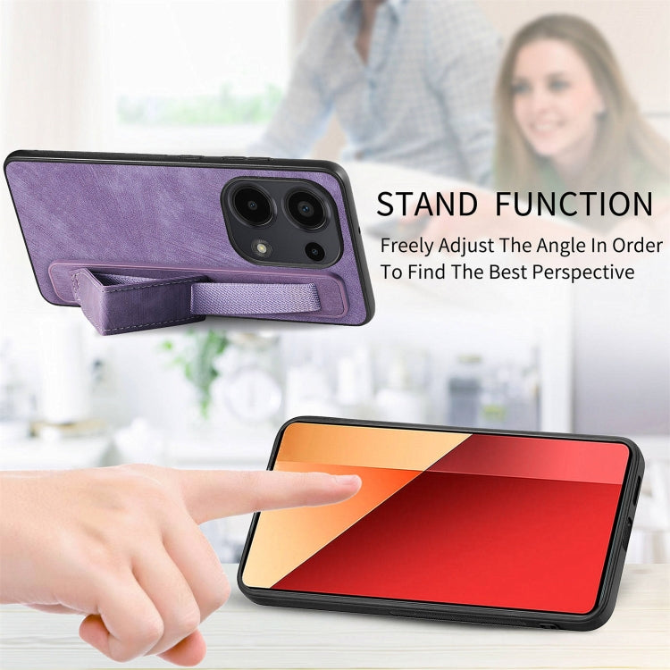 For Xiaomi Redmi Note 13 Pro 4G Retro Wristband Holder Leather Back Phone Case