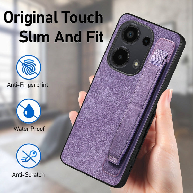 For Xiaomi Redmi Note 13 Pro 4G Retro Wristband Holder Leather Back Phone Case