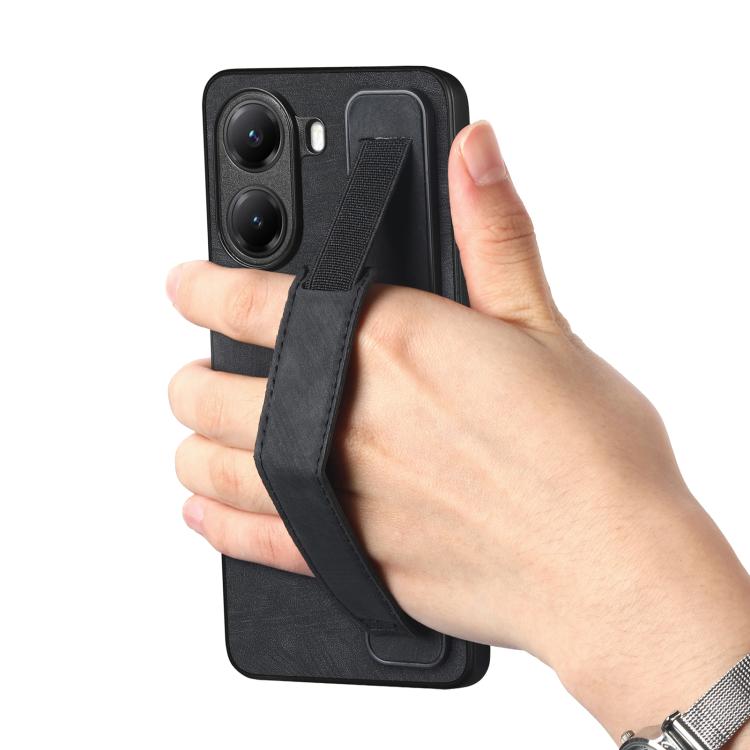For Redmi Turbo 4 Retro Wristband Holder Leather Back Phone Case