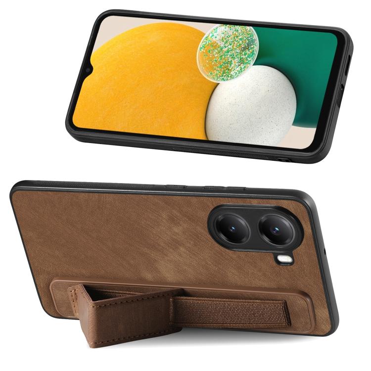 For Redmi Turbo 4 Retro Wristband Holder Leather Back Phone Case