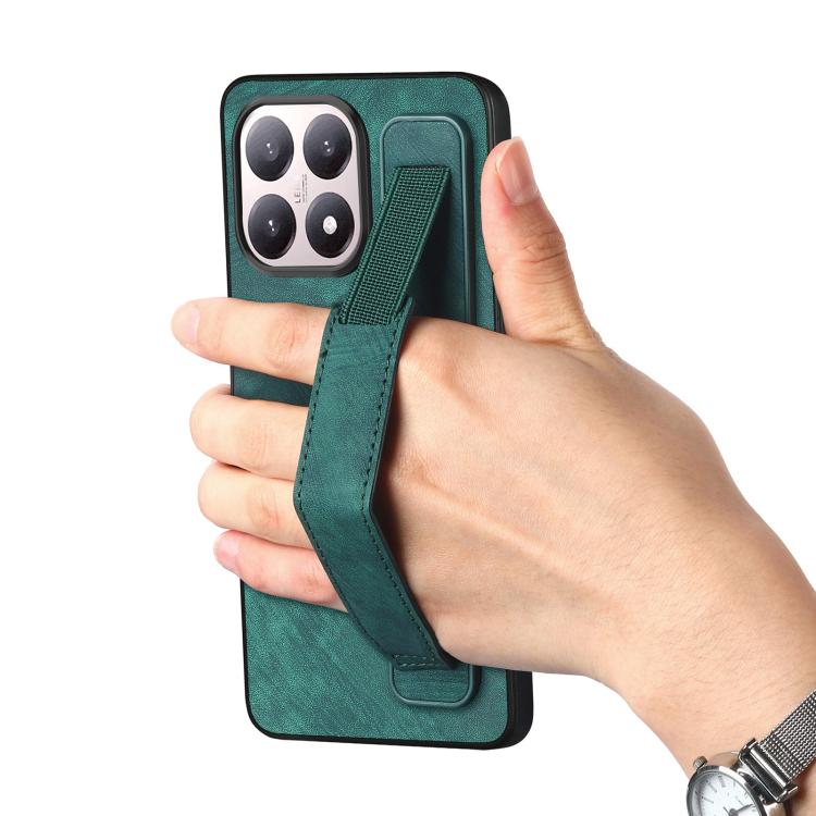 For Xiaomi 15T Retro Wristband Holder Leather Back Phone Case