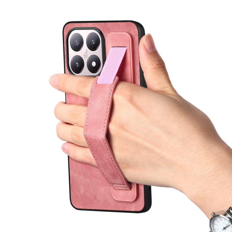 For Xiaomi 15T Retro Wristband Holder Leather Back Phone Case