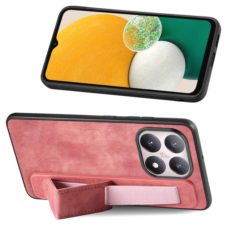 For Xiaomi 15T Retro Wristband Holder Leather Back Phone Case