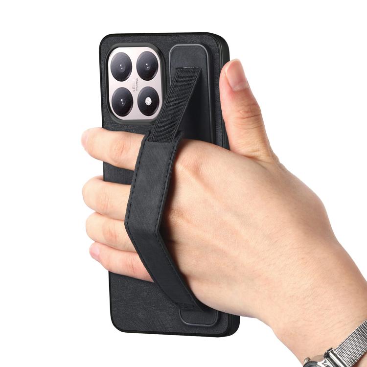 For Xiaomi 15T Retro Wristband Holder Leather Back Phone Case