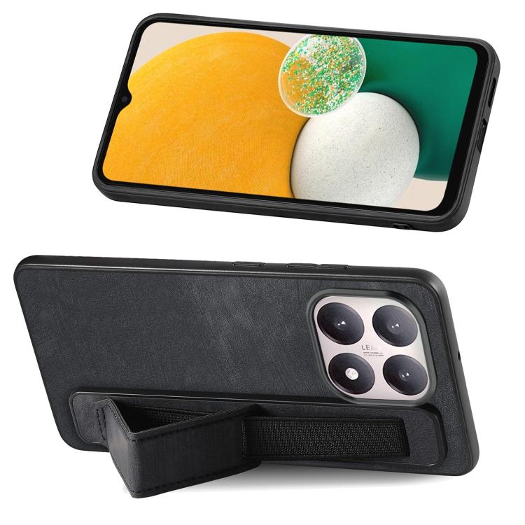 For Xiaomi 15T Retro Wristband Holder Leather Back Phone Case