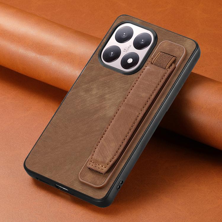 For Xiaomi 15T Retro Wristband Holder Leather Back Phone Case