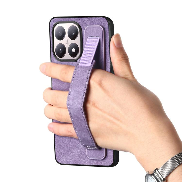 For Xiaomi 15T Retro Wristband Holder Leather Back Phone Case