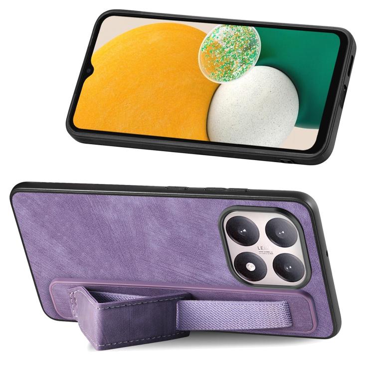 For Xiaomi 15T Retro Wristband Holder Leather Back Phone Case