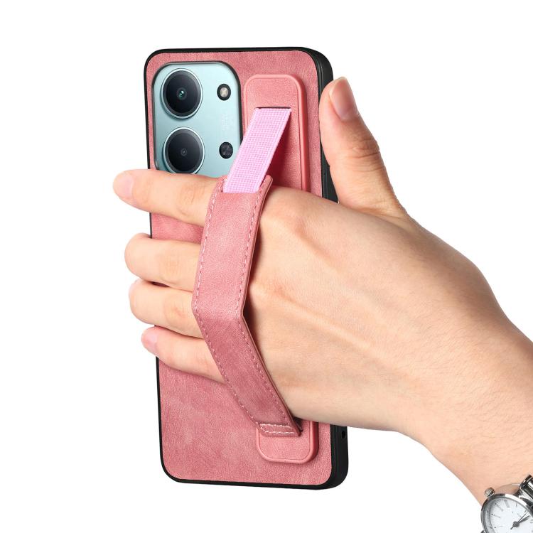 For Redmi 15C 5G / 4G Glodal 171mm Retro Wristband Holder Leather Back Phone Case