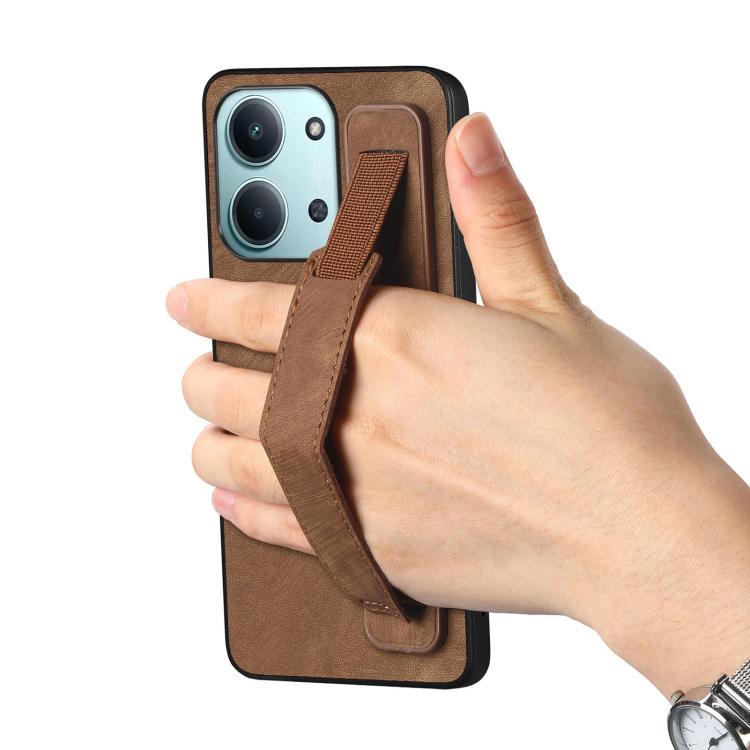 For Redmi 15C 5G / 4G Glodal 171mm Retro Wristband Holder Leather Back Phone Case