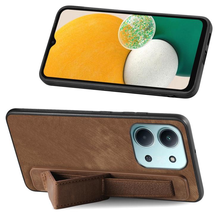 For Redmi 15C 5G / 4G Glodal 171mm Retro Wristband Holder Leather Back Phone Case
