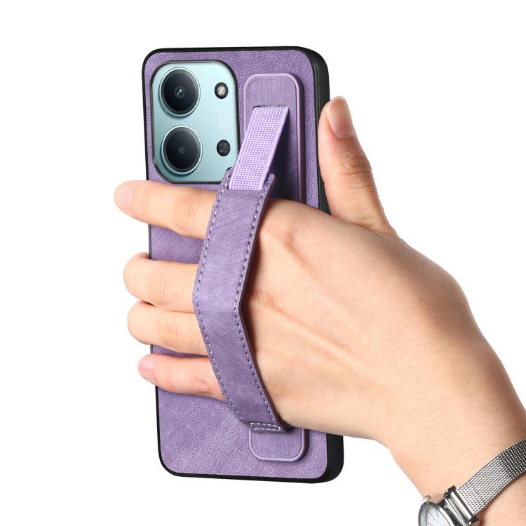 For Redmi 15C 5G / 4G Glodal 171mm Retro Wristband Holder Leather Back Phone Case