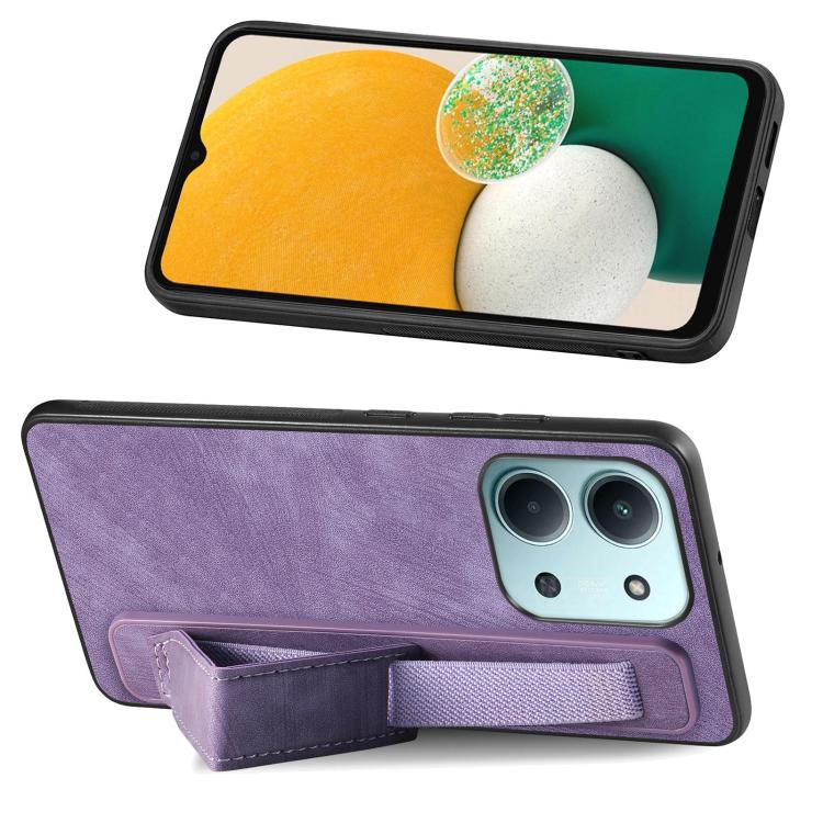 For Redmi 15C 5G / 4G Glodal 171mm Retro Wristband Holder Leather Back Phone Case