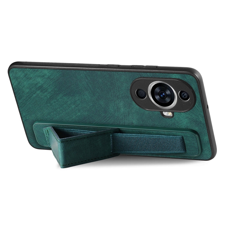 For Huawei nova 11 Retro Wristband Holder Leather Back Phone Case