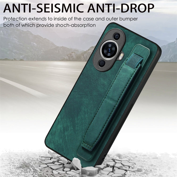 For Huawei nova 11 Retro Wristband Holder Leather Back Phone Case