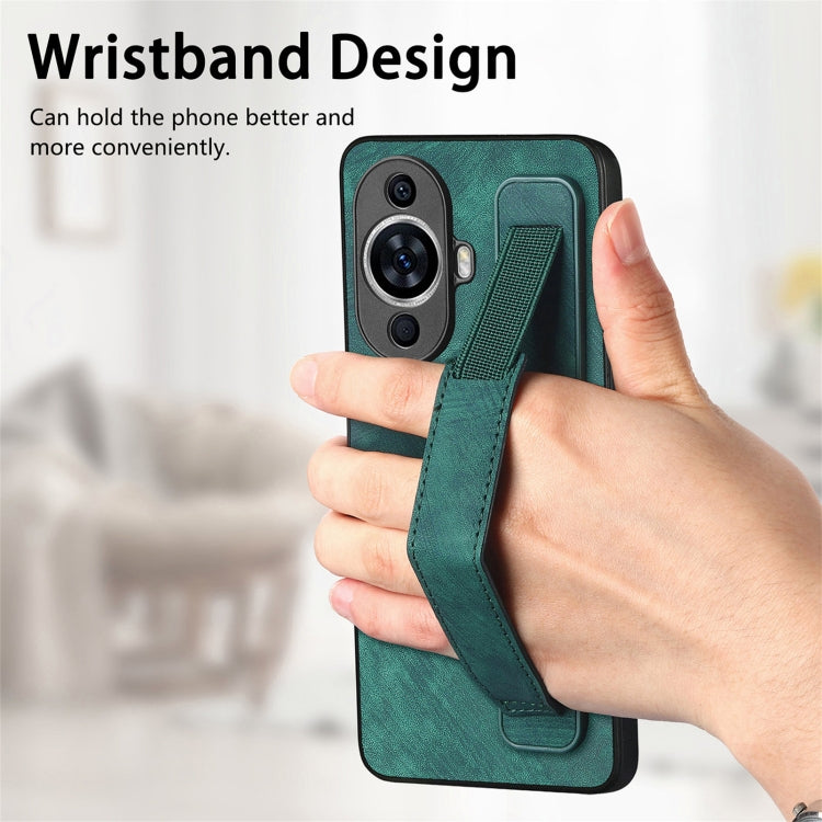 For Huawei nova 11 Retro Wristband Holder Leather Back Phone Case