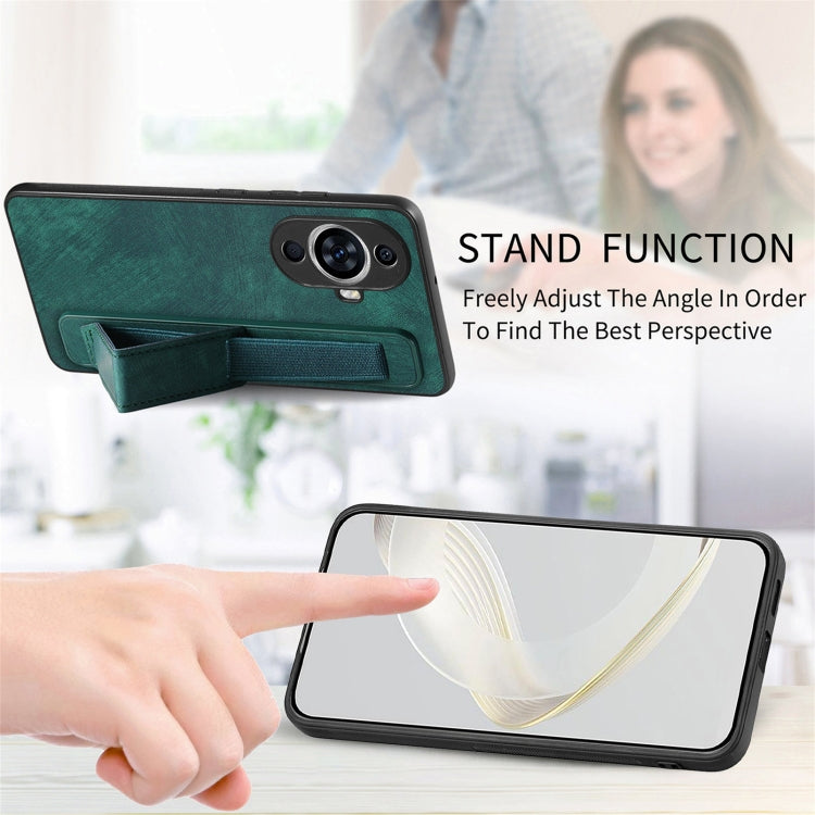 For Huawei nova 11 Retro Wristband Holder Leather Back Phone Case