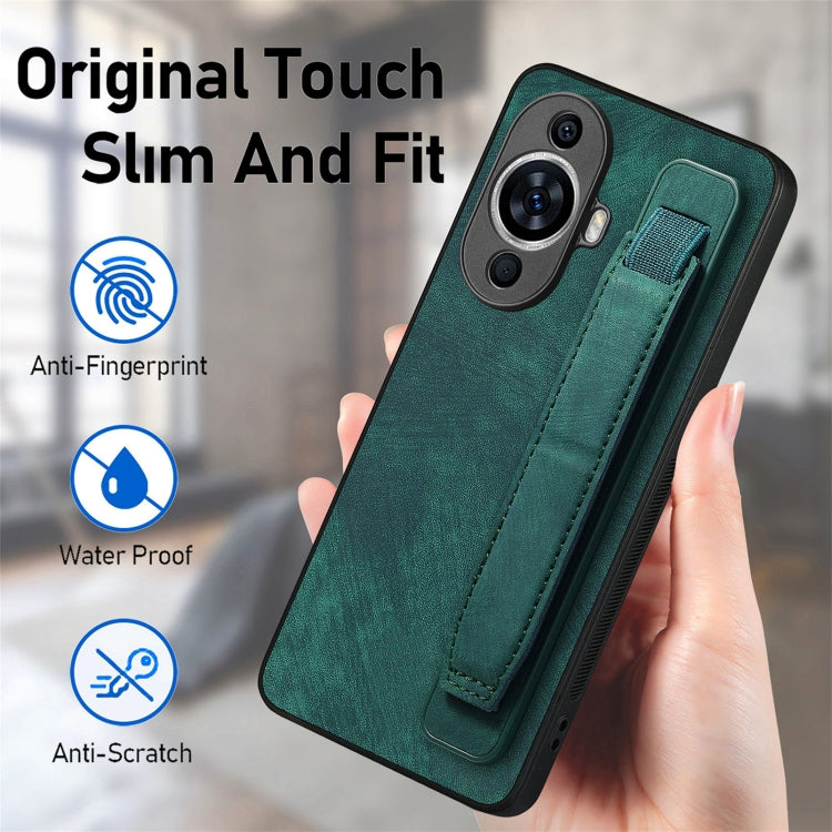 For Huawei nova 11 Retro Wristband Holder Leather Back Phone Case
