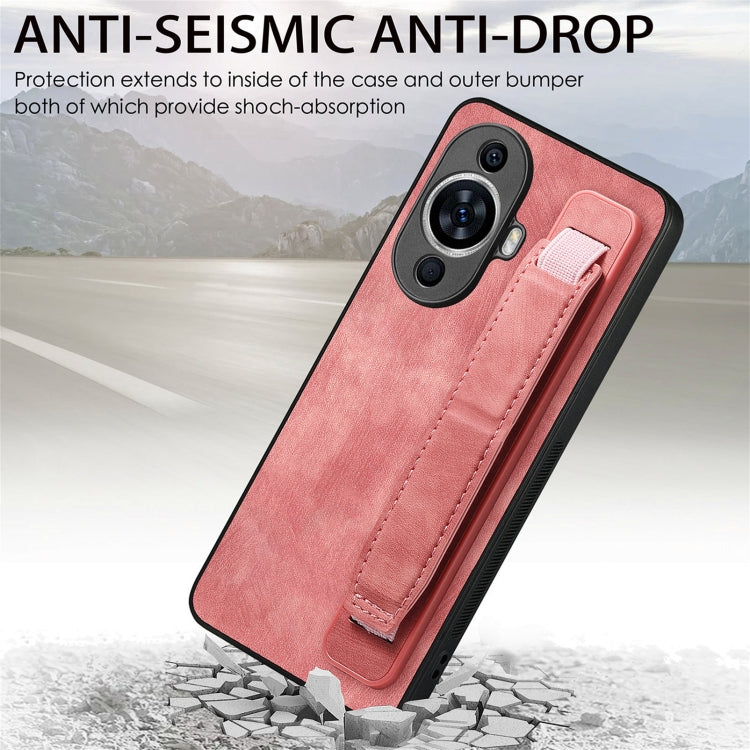 For Huawei nova 11 Retro Wristband Holder Leather Back Phone Case